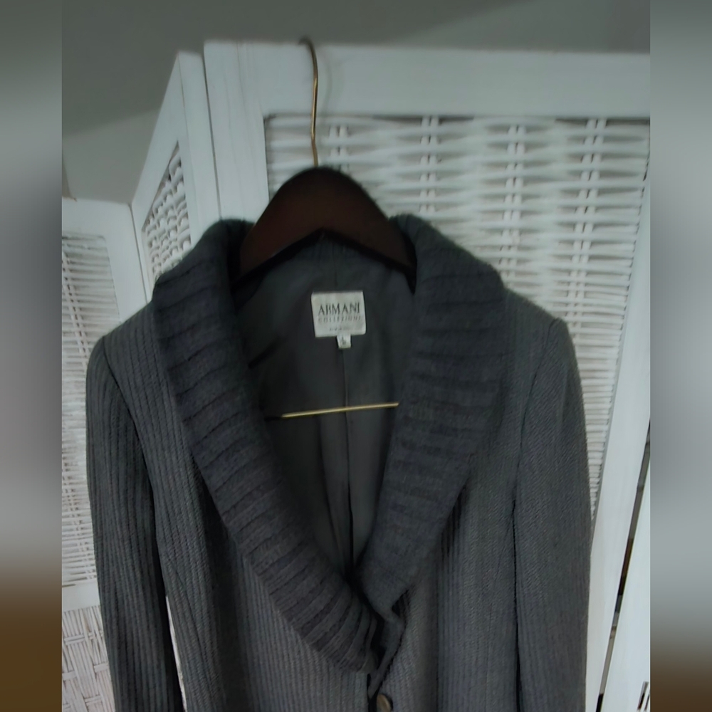 Armani Collezioni Gray Knit Cardigan Sweater